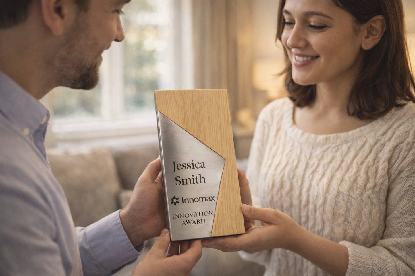 Slanted Wood Concrete Plaque