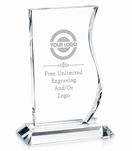 Personalized Engraved Curvy Crystal Award