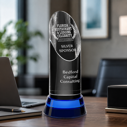 Personalized Vinton Indigo Crystal Award Trophy