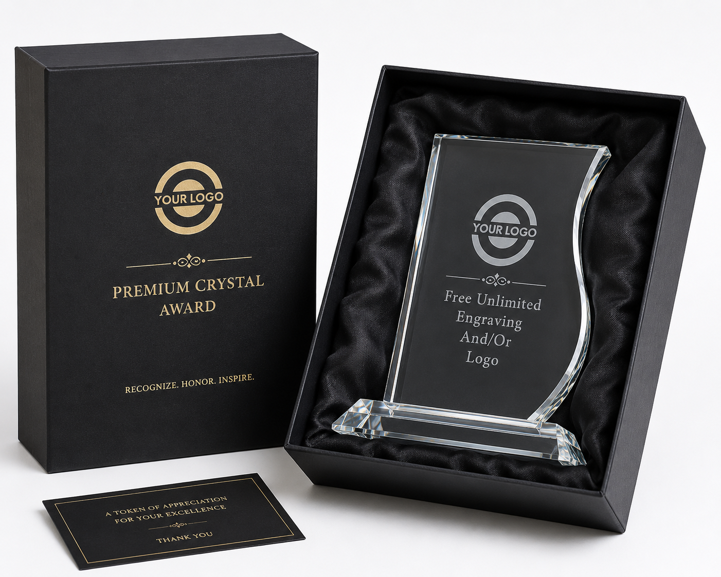 Personalized Engraved Curvy Crystal Award