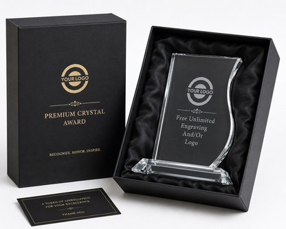 Personalized Engraved Curvy Crystal Award