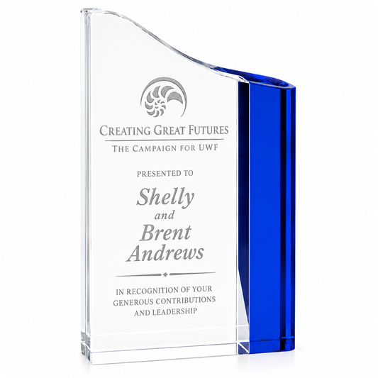Personalized Faceted Wave Crystal Award