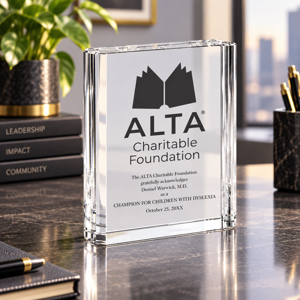 Crystal Book | Personalized Engraved Recognition Award