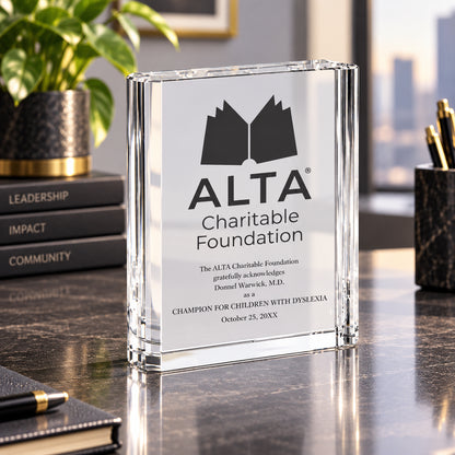 Crystal Book | Personalized Engraved Recognition Award
