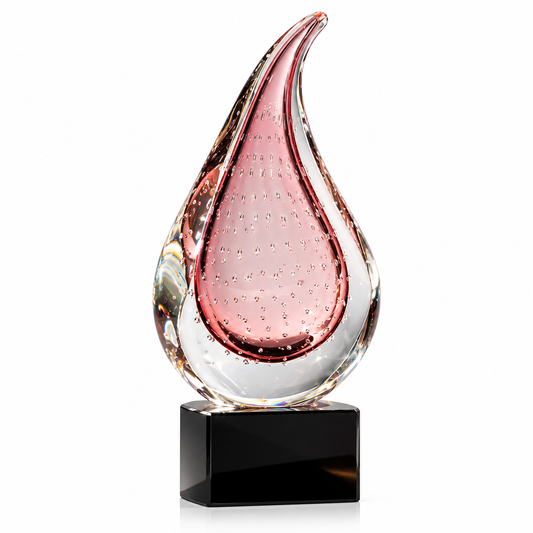 Rose Flame | Custom Art Glass Achievement Award