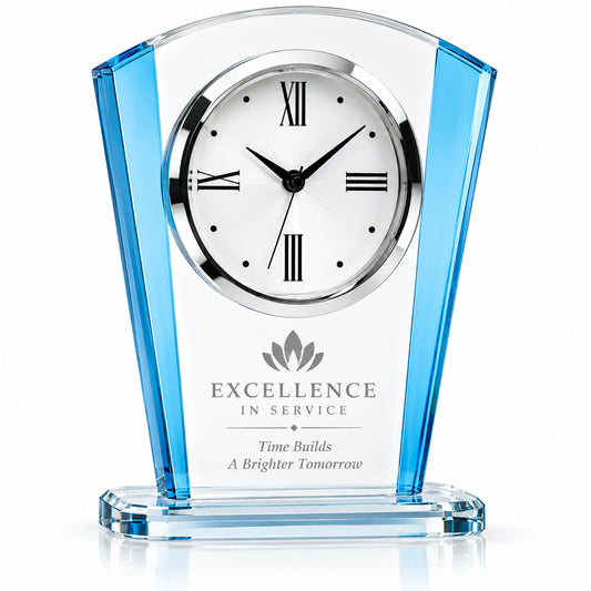 Azure Timepiece | Blue Crystal Clock Recognition Award