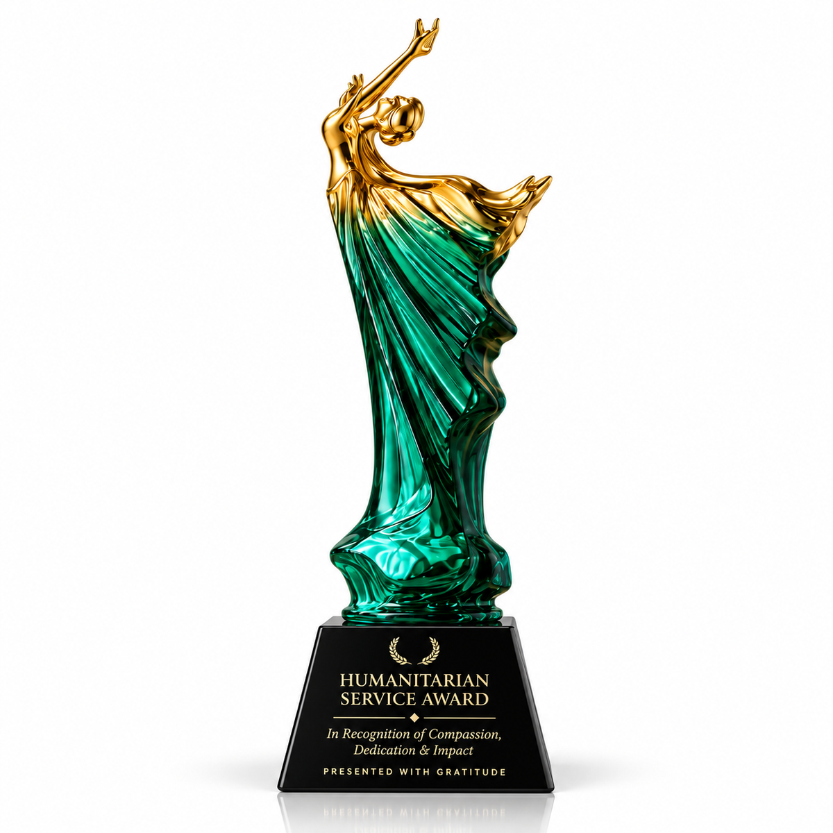 Elegant emerald | Custom Art Glass Humanitarian Service Award