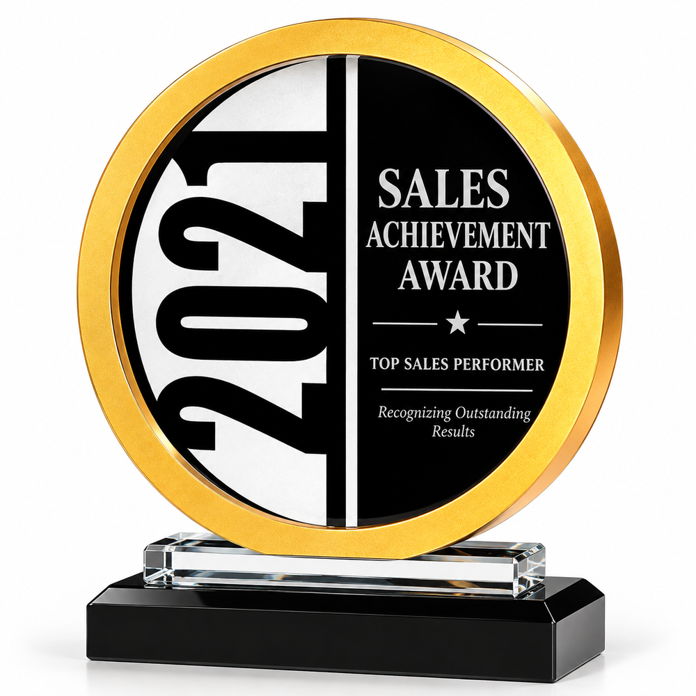 Golden Crest | Custom Crystal Sales Achievement Award