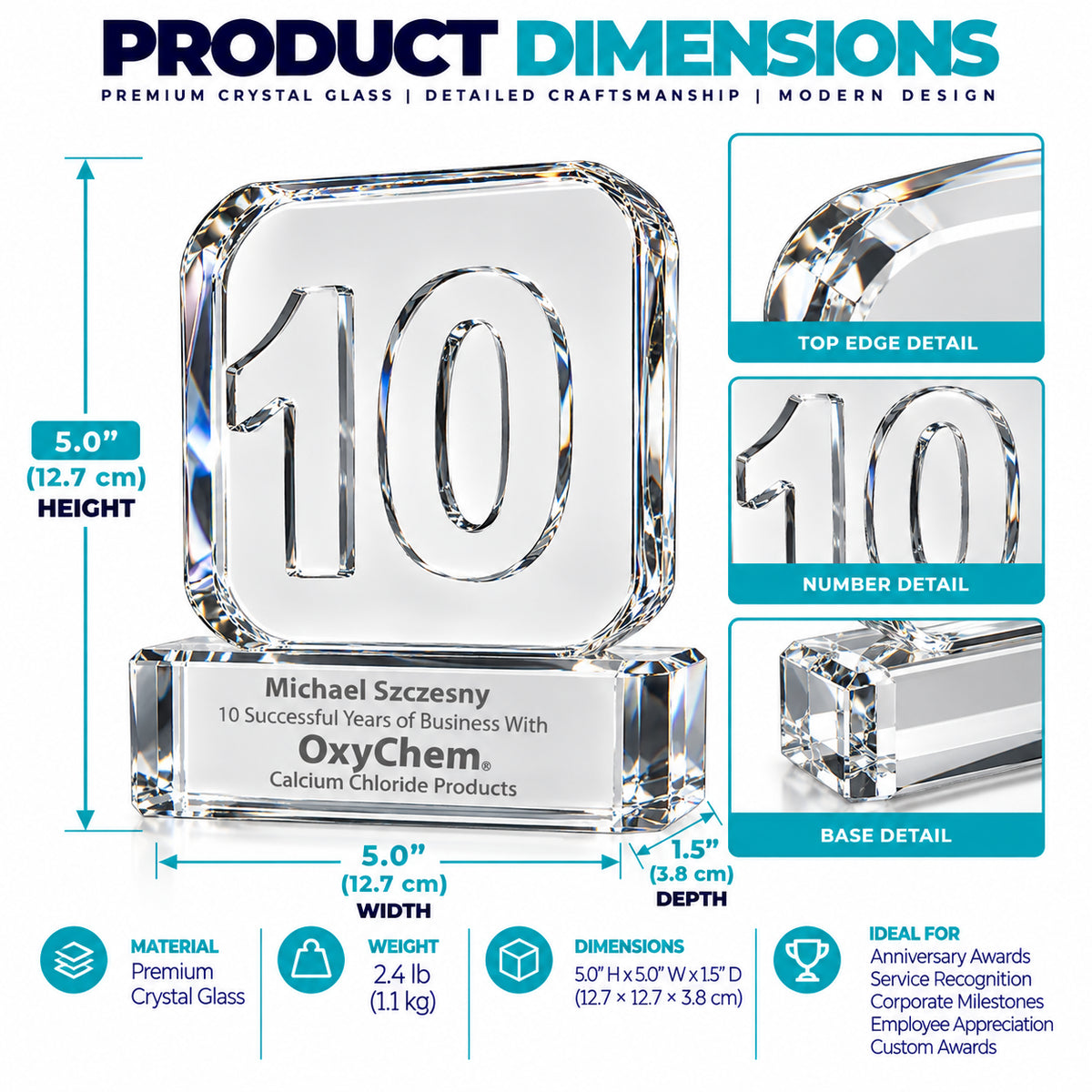 Decade Luminary | Personalized Block Plaque for Career Milestone Award