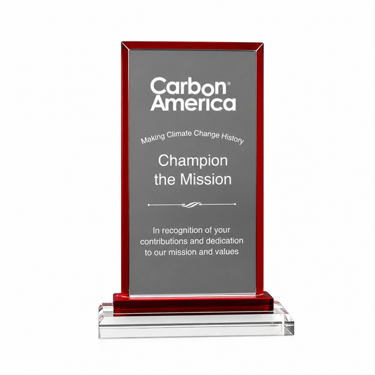Red Trim Rectangle Crystal Award – Custom Engraved Recognition Trophy