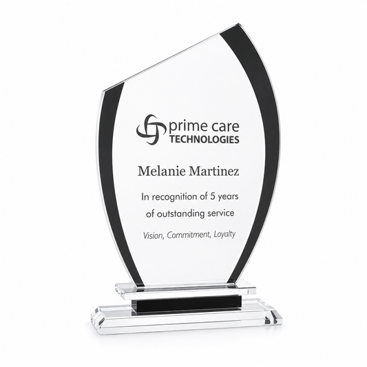 Black Semi Oval Crystal Award – Personalized Engraved Trophy
