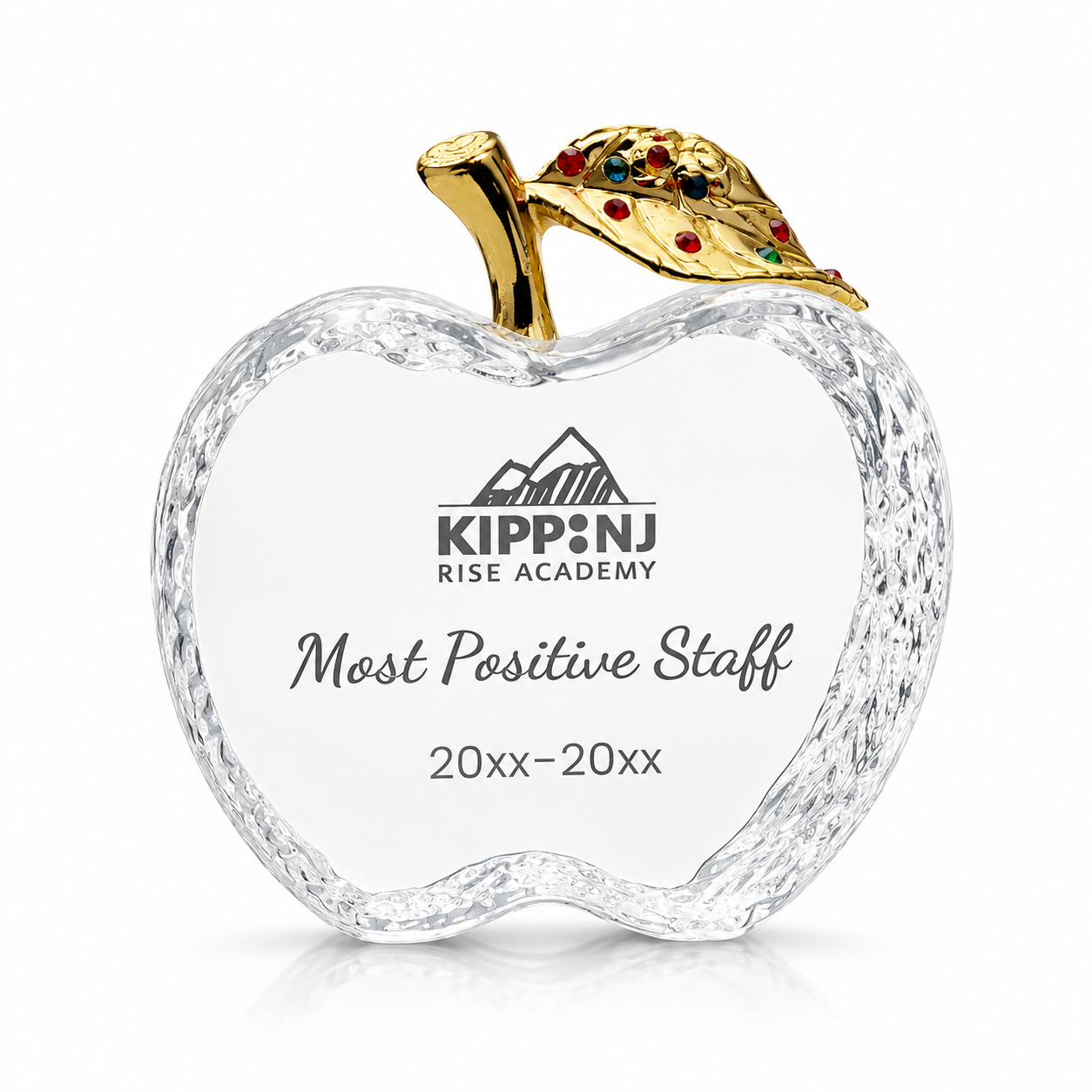 Crystal Apple Award with Gold Stem – Personalized Teacher Gift