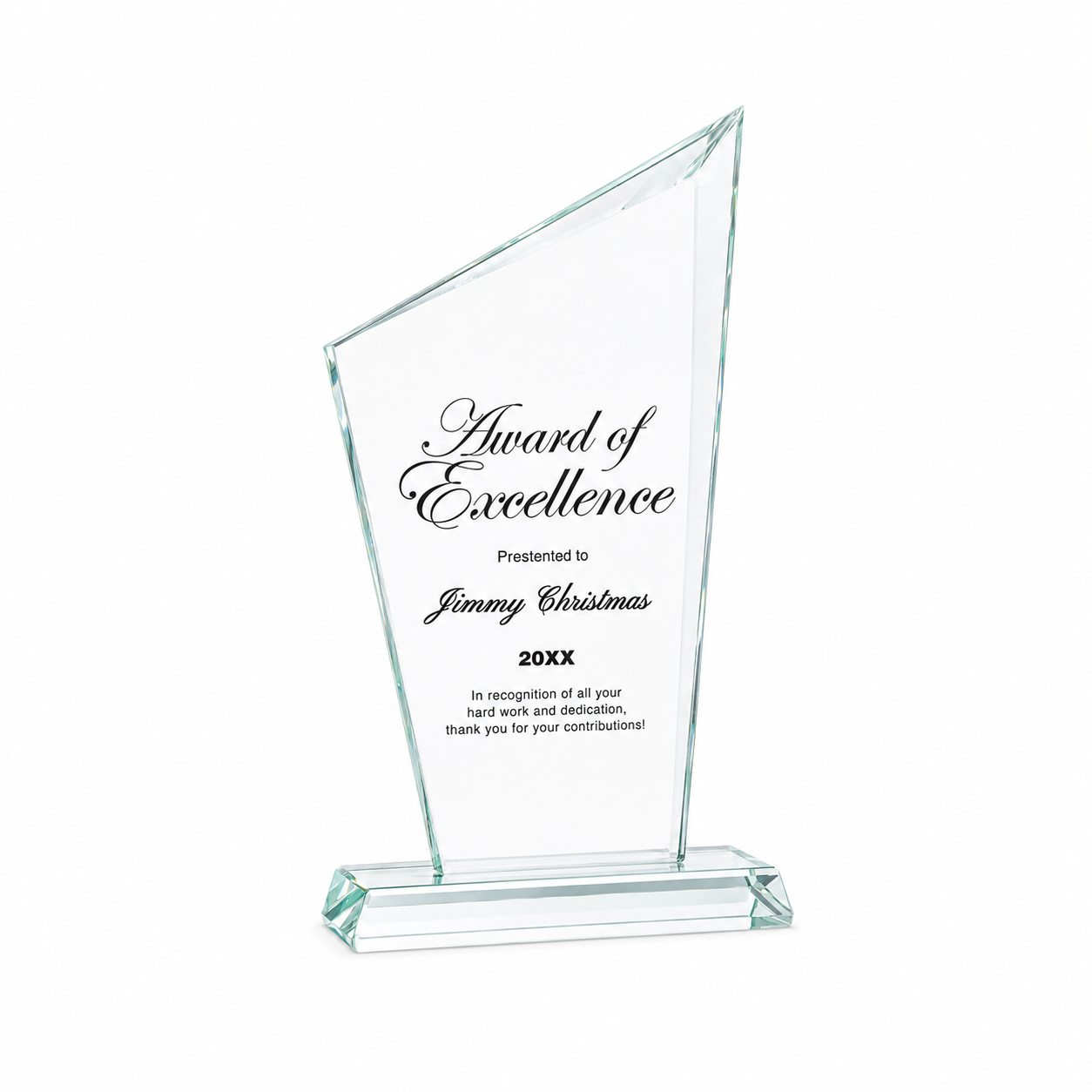 Slanted Peak Crystal Award – Custom Engraved Achievement Trophy