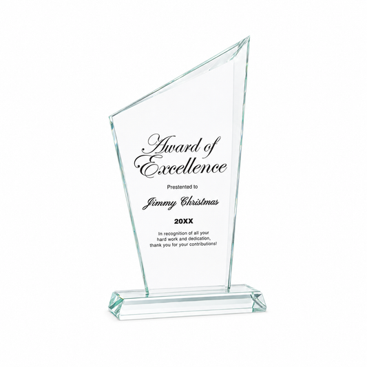 Slanted Peak Crystal Award – Custom Engraved Achievement Trophy