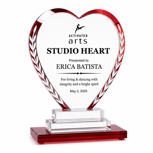 Crystal Heart Award – Custom Engraved Love & Achievement Recognition Trophy