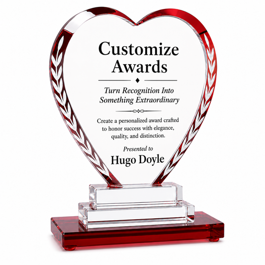 Crystal Heart Award – Custom Engraved Love & Achievement Recognition Trophy