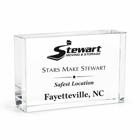 Clear Crystal Facet Block Award – Custom Engraved Recognition Trophy