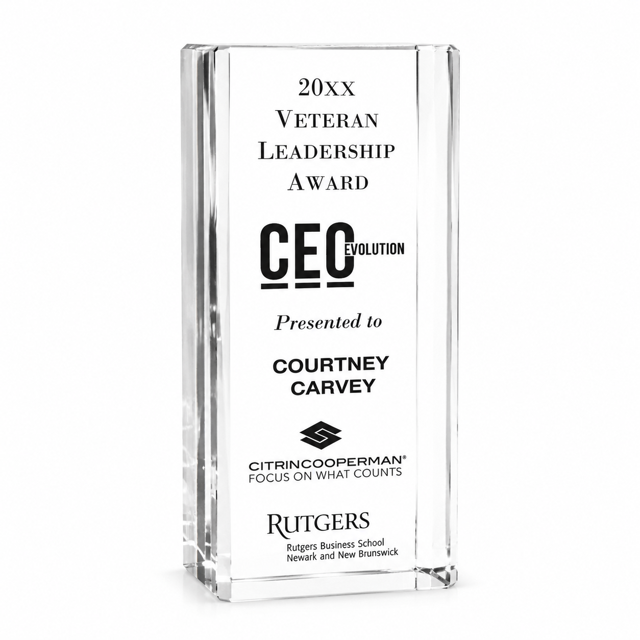 Custom Optical Crystal Award – Personalized Engraved Recognition Trophy