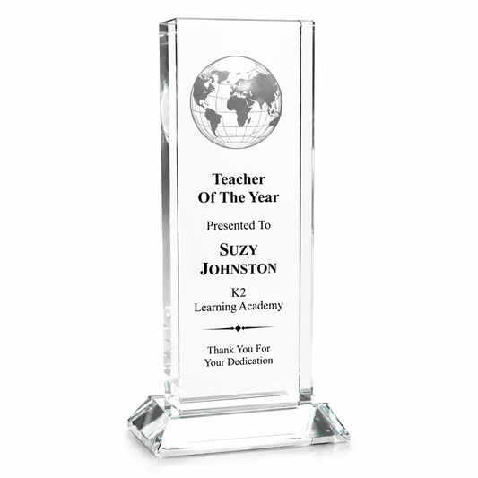 Crystal Globe Column – Custom Engraved Award for Excellence