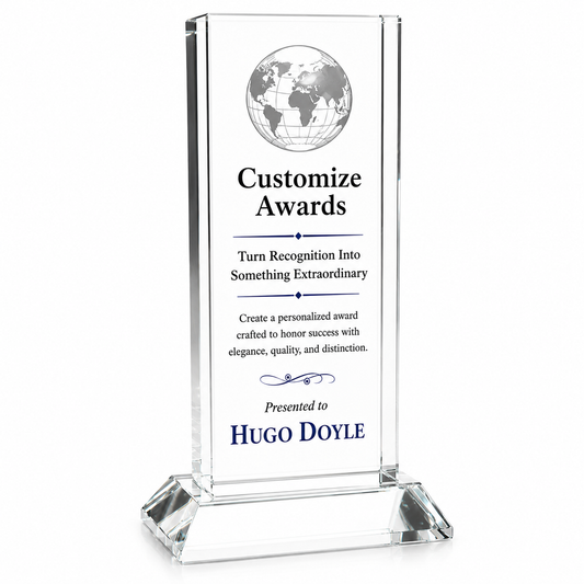 Crystal Globe Column – Custom Engraved Award for Excellence