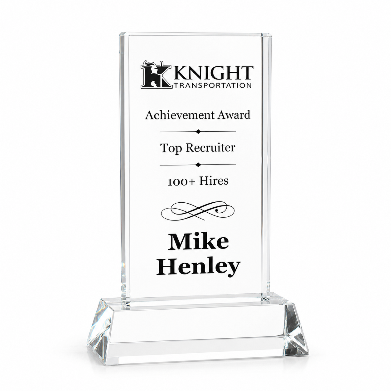 Standing Optical Crystal Award – Personalized Engraved Recognition Trophy