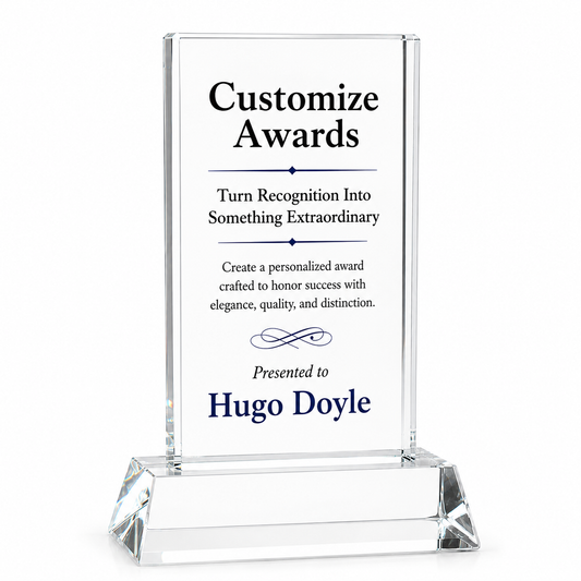 Standing Optical Crystal Award – Personalized Engraved Recognition Trophy