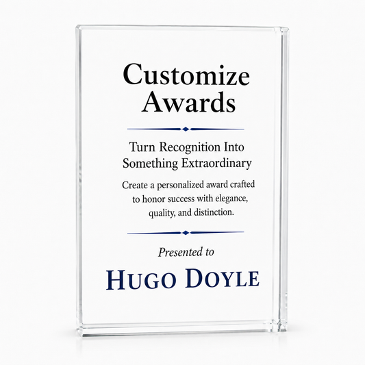 Wedge Crystal Plaque Award – Custom Engraved Recognition Trophy