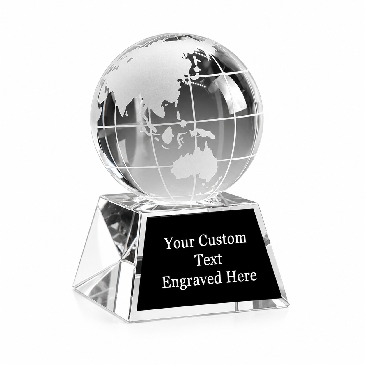 Globe Crystal Award – Custom Engraved World Globe Recognition Trophy