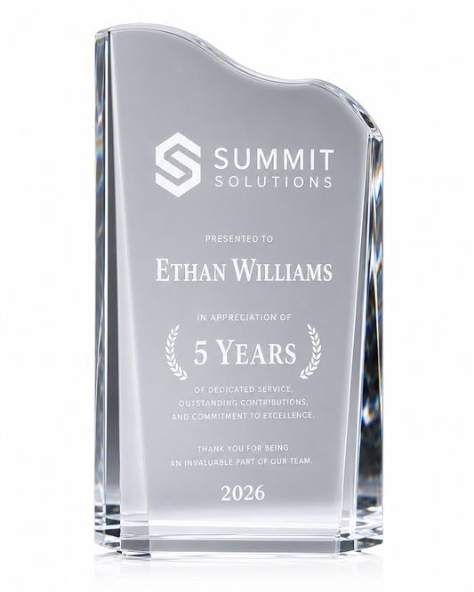 Prestige Crest Optical Crystal Award – Leadership Recognition Trophy