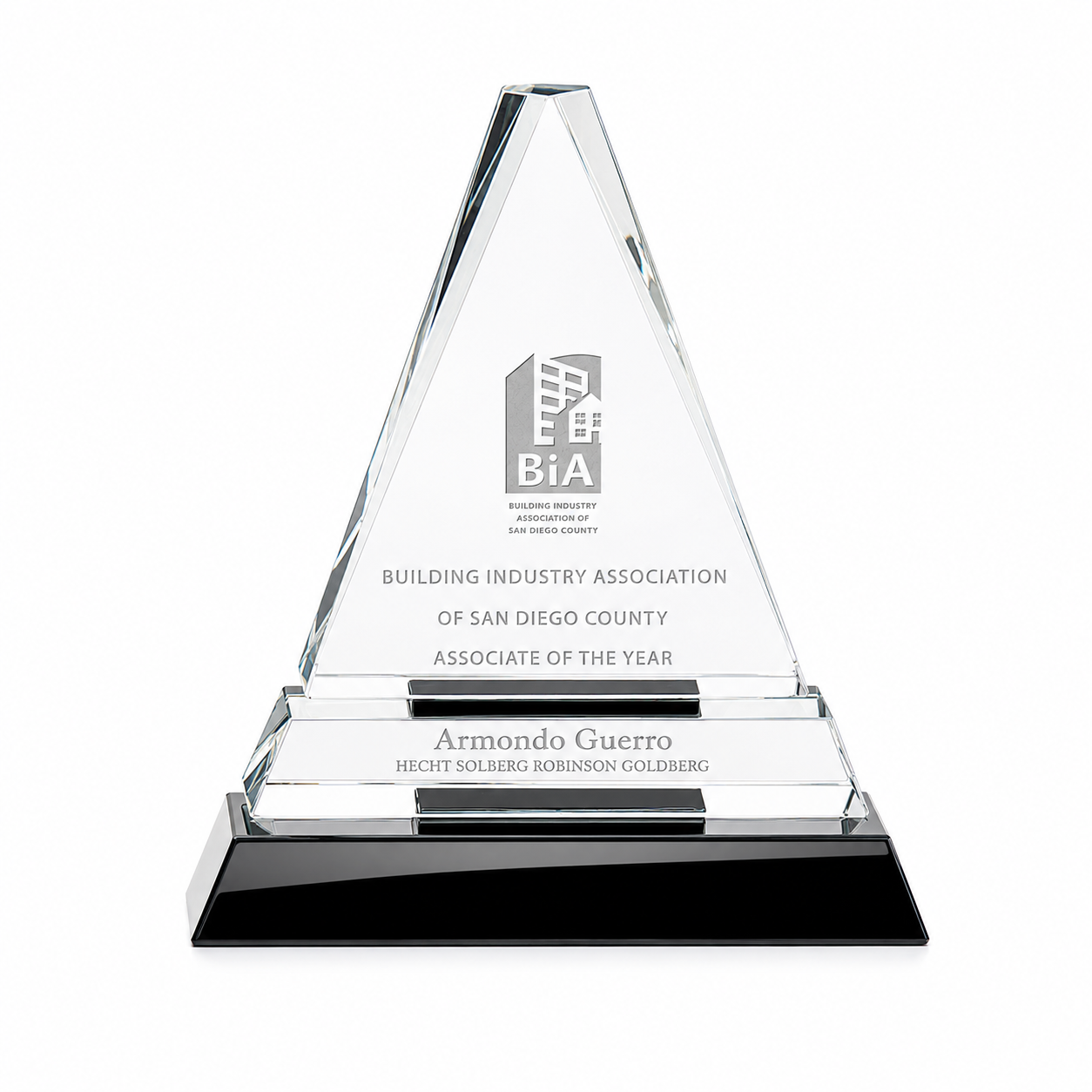 Intrepid Triangle Crystal Award – Custom Engraved Recognition Trophy