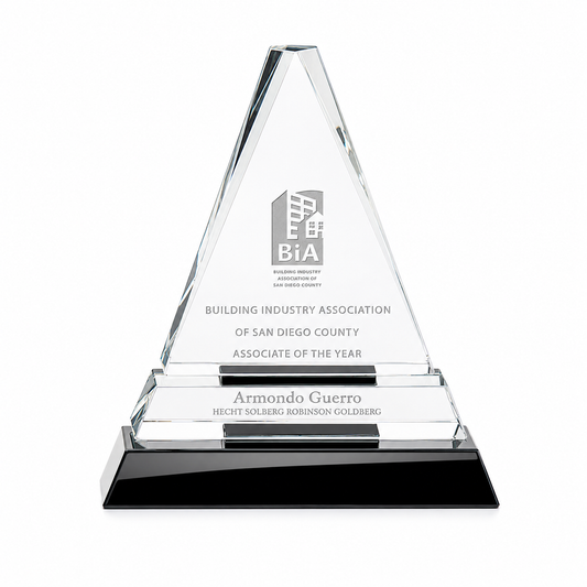 Intrepid Triangle Crystal Award – Custom Engraved Recognition Trophy