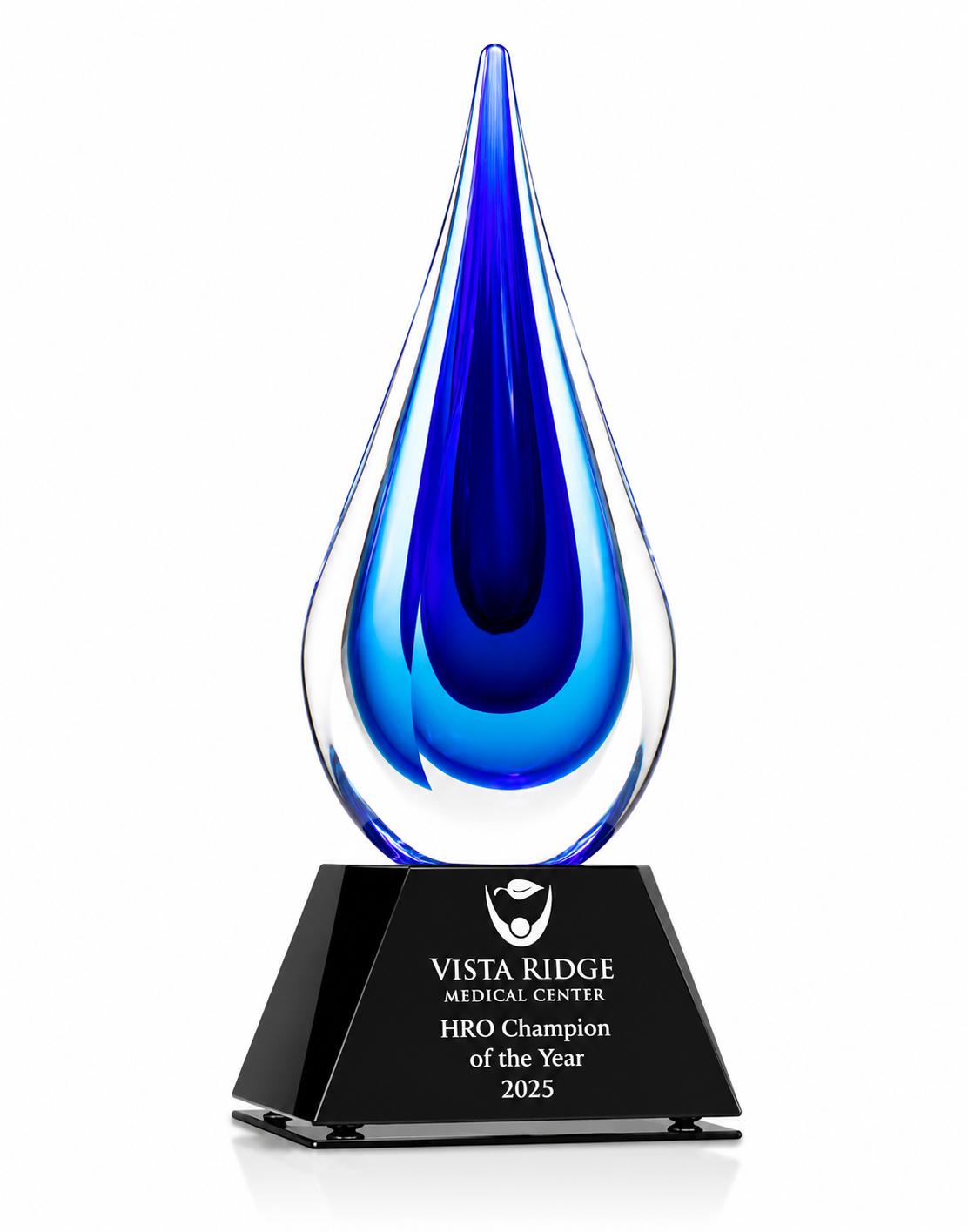Droplet Art Glass Award – Excellence Recognition Trophy
