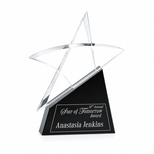 Shooting Star Crystal Award – Custom Engraved Recognition Trophy