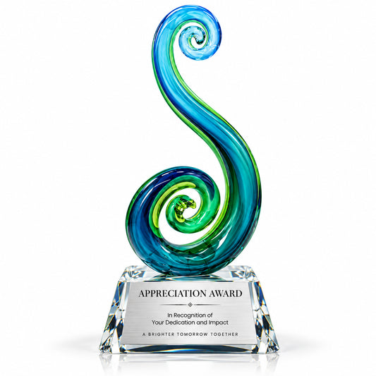 Emerald Spiral | Custom Art Glass Recognition Award