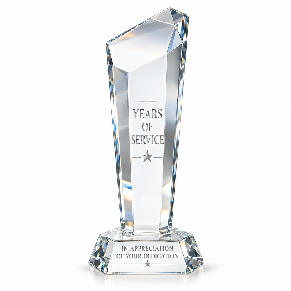 Sterling Crest | Custom Crystal Years of Service Recognition Award