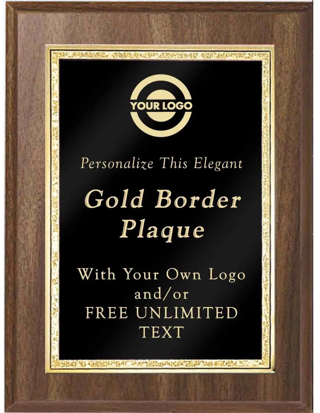 Classic Double Gold Border Plaques - Customize Awards