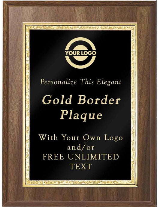 Classic Double Gold Border Plaques - Customize Awards