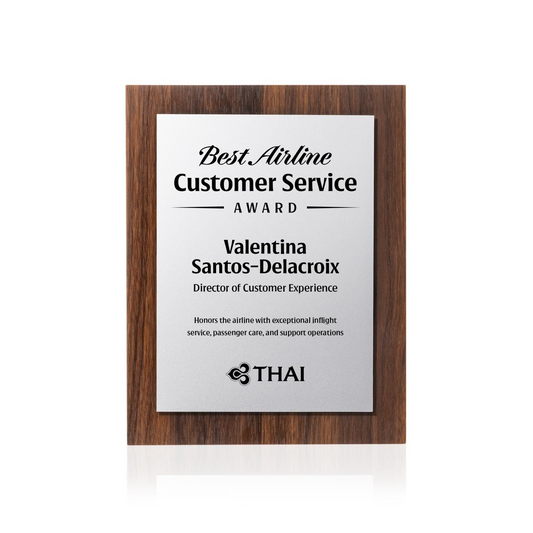 Millsboro Walnut & Silver Recognition Plaque – Custom Printed Employee Award