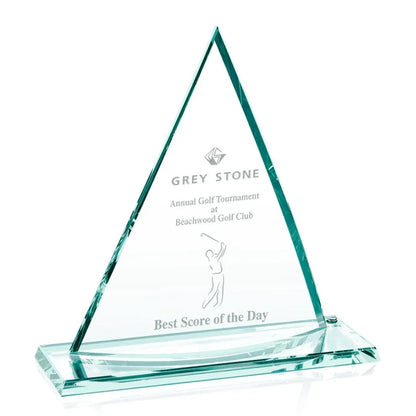 Curved Oxford Jade Pyramid Glass Award – Custom Engraved Golf & Corporate Trophy - Customize Awards
