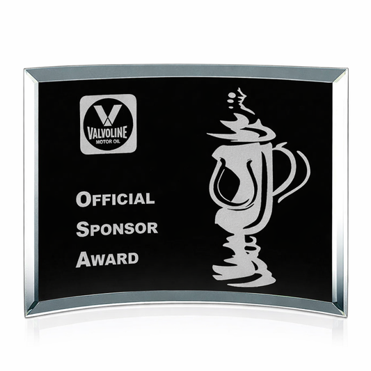 Curved Bevel Jade Rectangle Glass Award