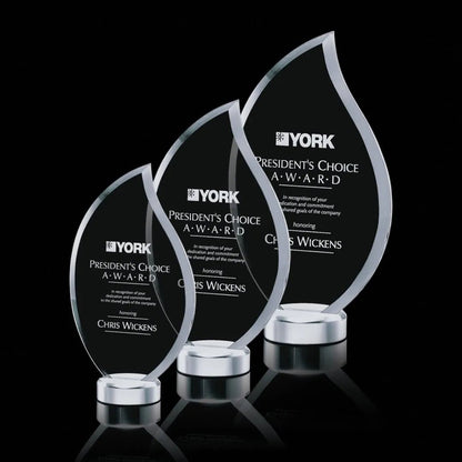 Custom Flame Crystal Award plaque