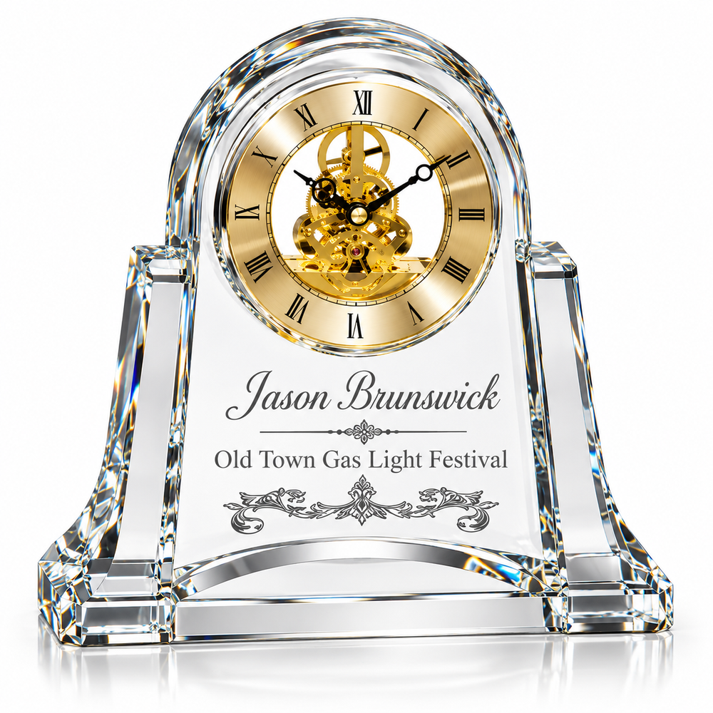 Brunswick Heritage | Custom Gold Clock Crystal Award