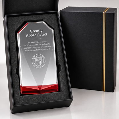 Diamant Rouge | Trophée de reconnaissance en cristal gravé et personnalisé