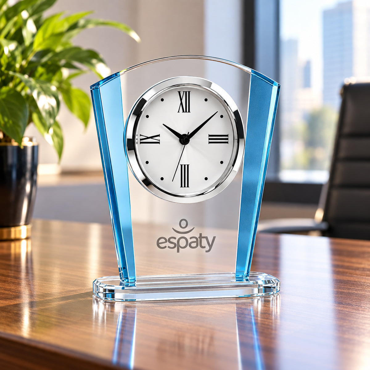 Azure Timepiece | Blue Crystal Clock Recognition Award