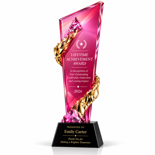 Radiant Ruby | Custom Pink Crystal Lifetime Achievement Award