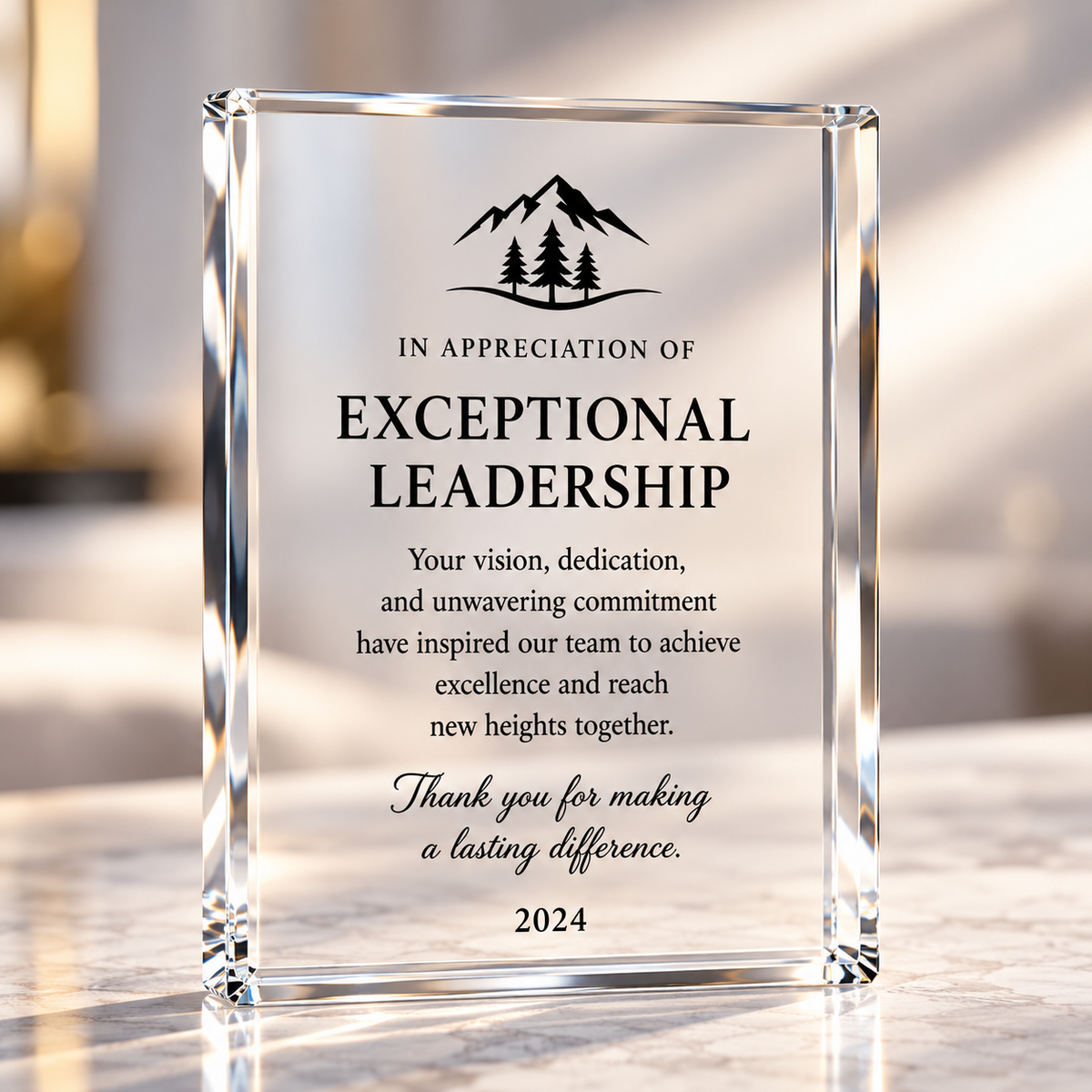 Wedge Crystal | Custom Engraved Recognition Plaque  Award