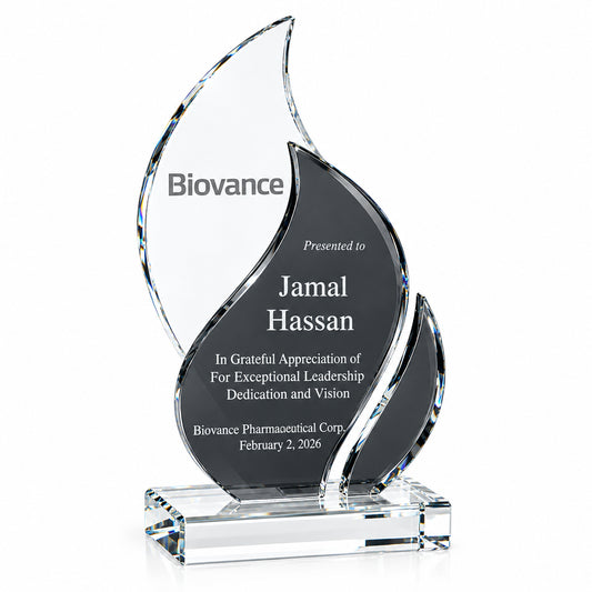Leaf Acrylic | Custom Glass Plaque for Employees