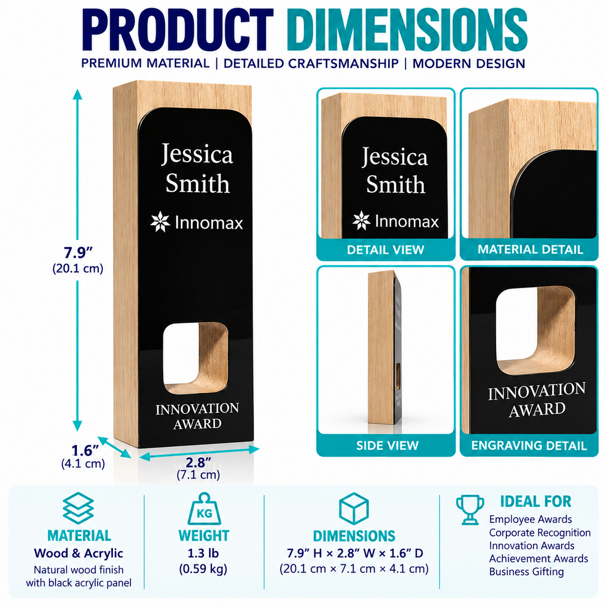 Black Pillar | Personalized Wood Plaques for Businesses