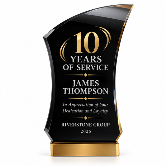 Cherished Curve curved acrylic lifetime achievement award for custom engraving