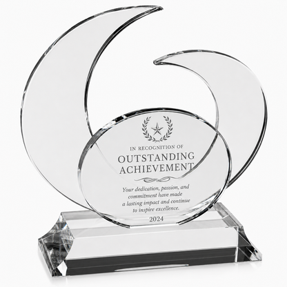 Personalized Elliptic Indigo Crystal Award Trophy